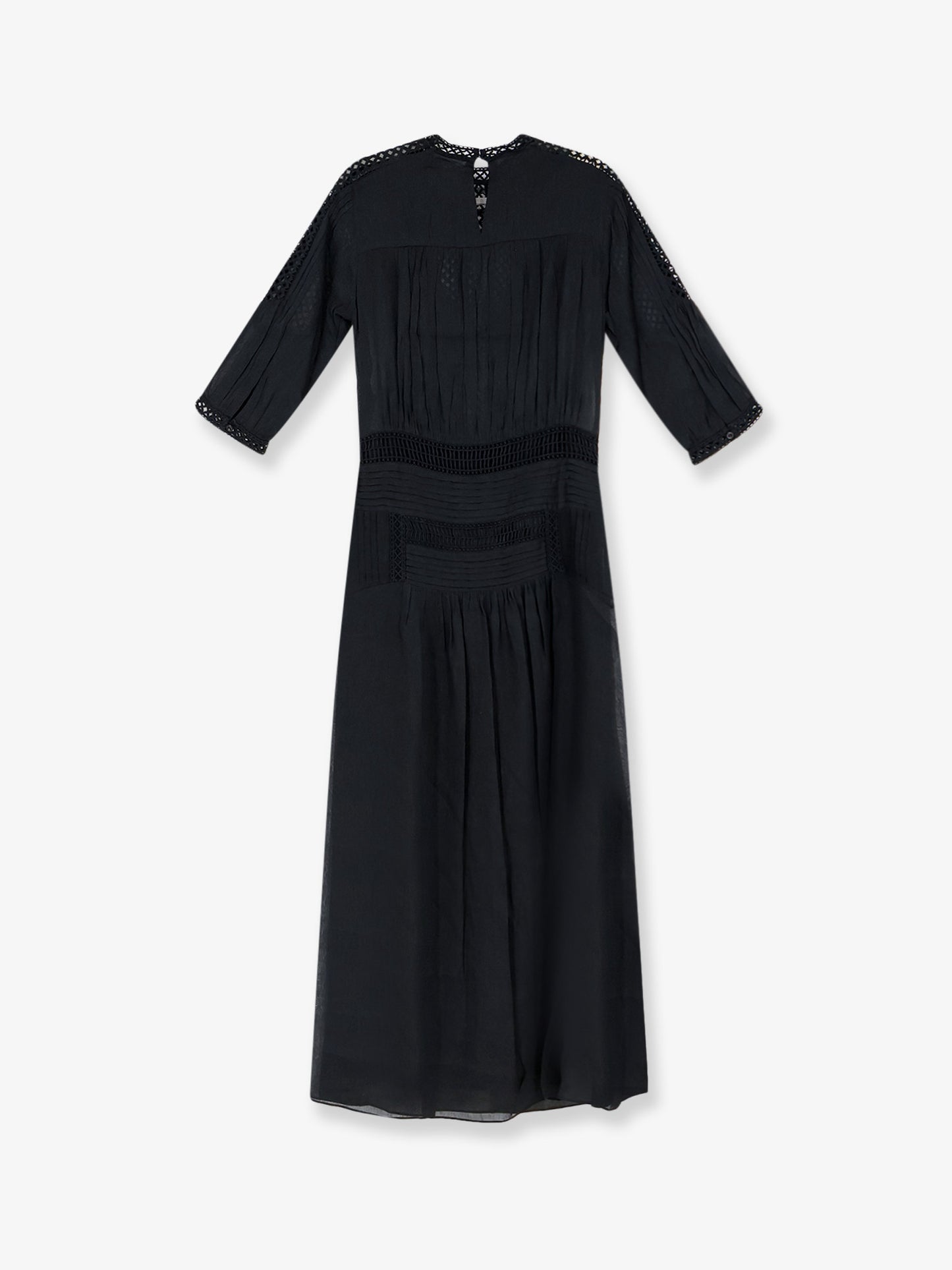 Vestito Pamena in viscosa e lino con ricami