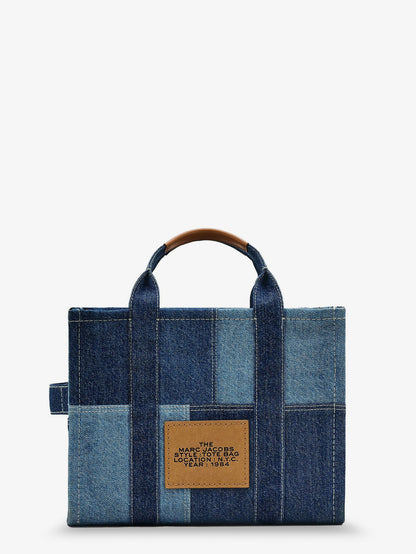 Borsa a mano The denim Medium con stampa logo frontale thumbnail