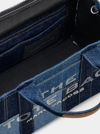 Borsa a mano The denim Medium con stampa logo frontale thumbnail