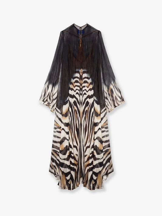 Sisters viscose and chiffon long dress