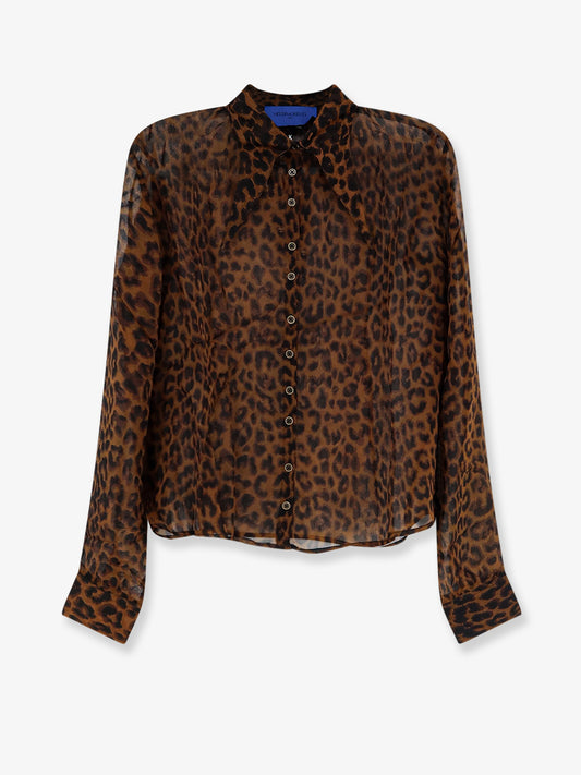 Camicia in viscosa con stampa leopardo