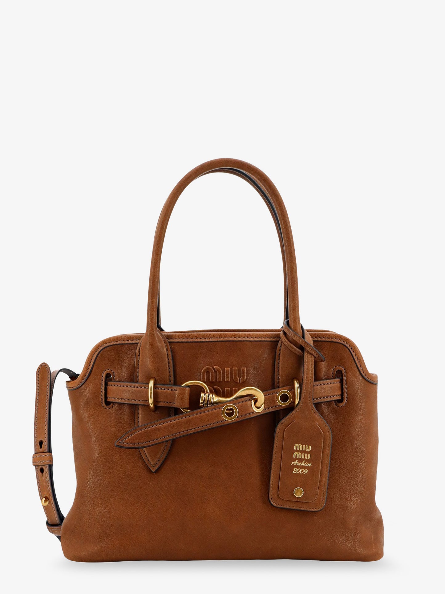 Borsa a mano Aventure in pelle con logo lettering in rilievo