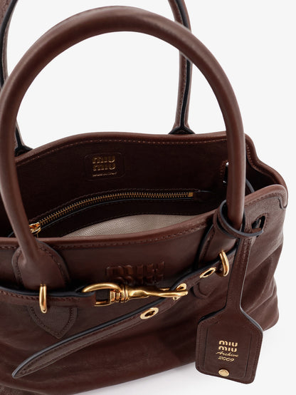 Aventure leather handbag with embossed lettering logo thumbnail