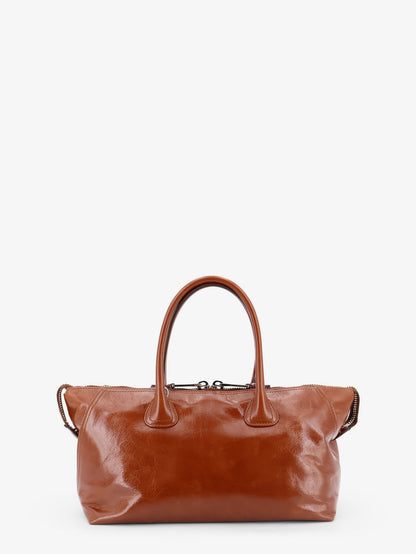 Shiny leather handbag with front lettering logo thumbnail