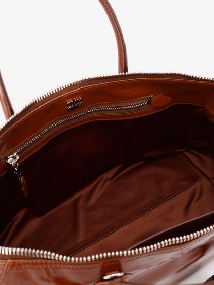 Shiny leather handbag with front lettering logo thumbnail