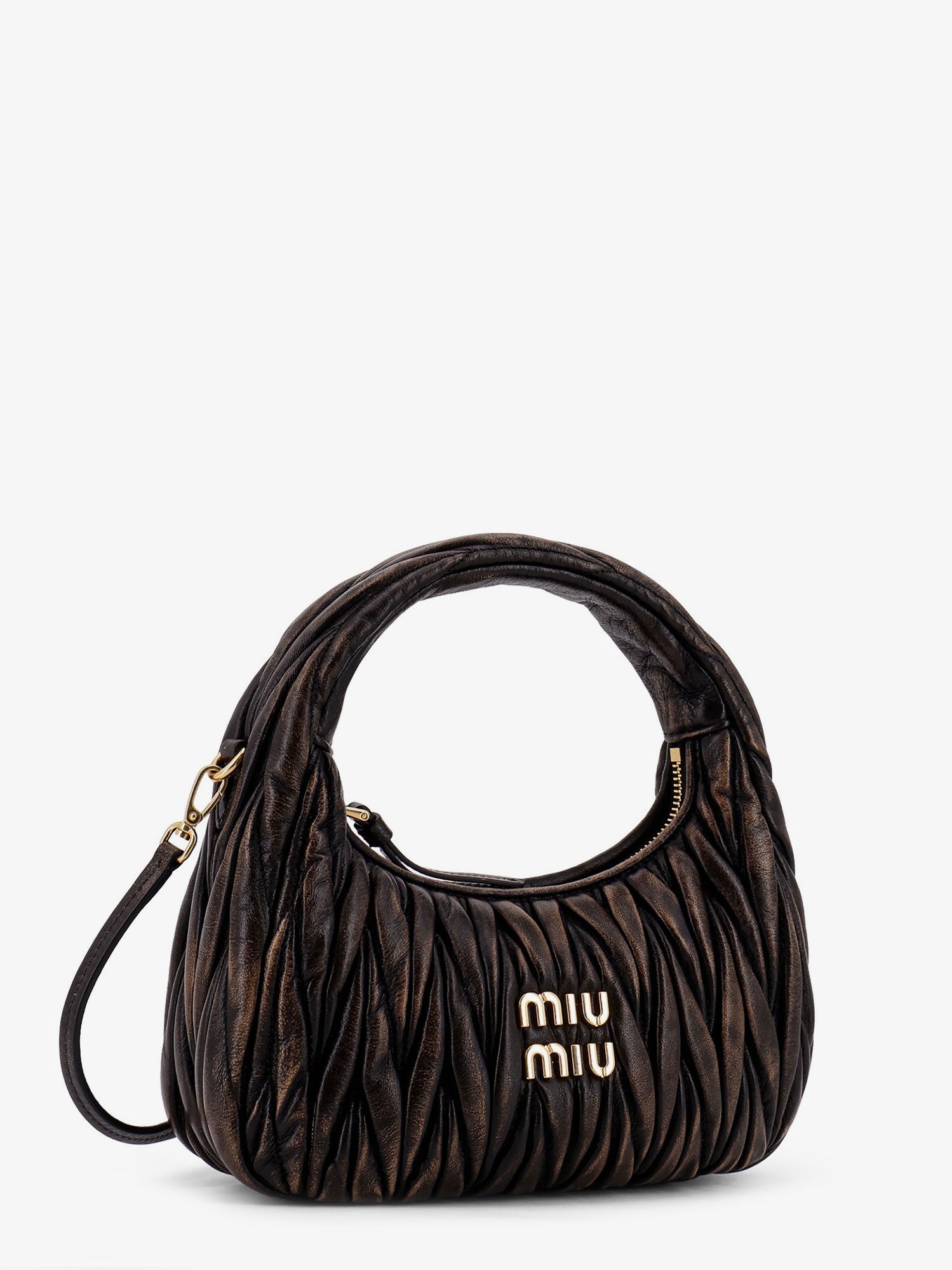 Wander quilted leather crossbody bag with a vintage effect MIU MIU