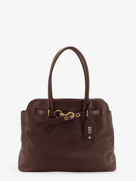 Aventure leather handbag with front lettering logo