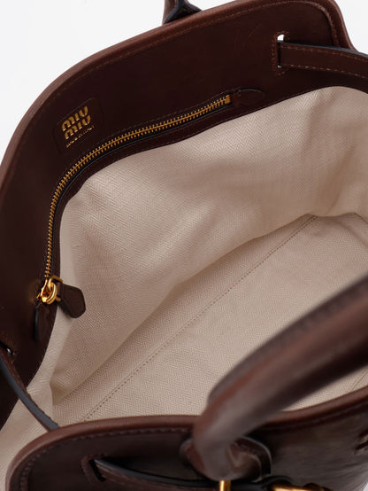 Aventure leather handbag with front lettering logo thumbnail