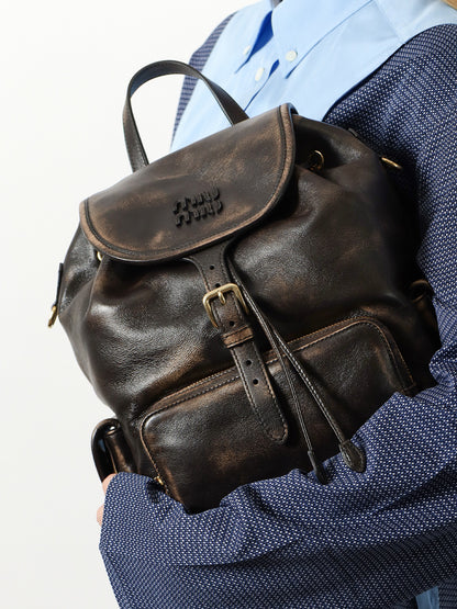 Leather backpack with a vintage effect thumbnail