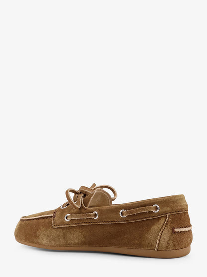 Suede loafers with embroidered logo thumbnail