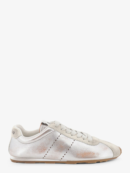 Sneakers Plume in pelle vintage silver