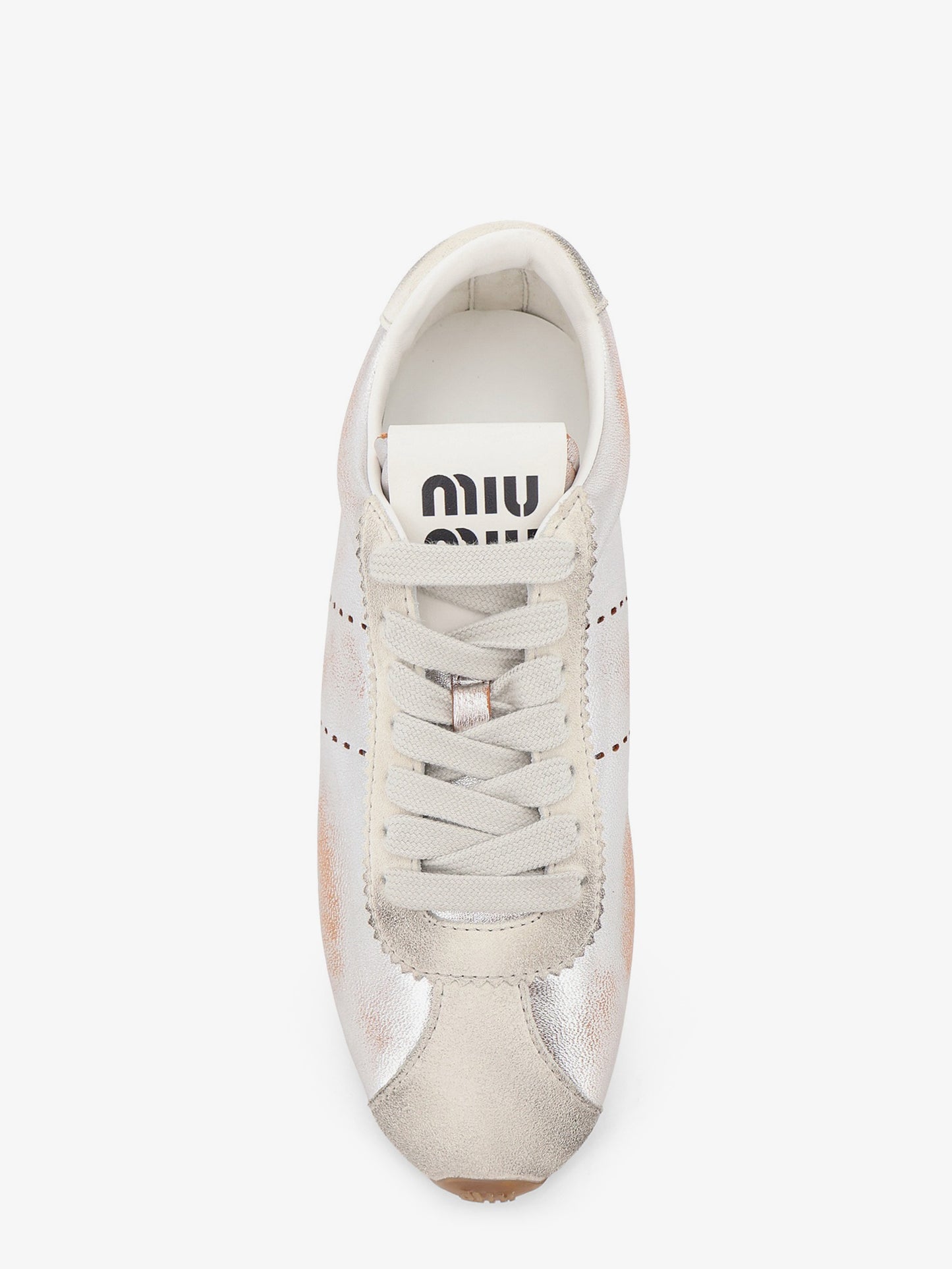 Plume vintage silver leather sneakers