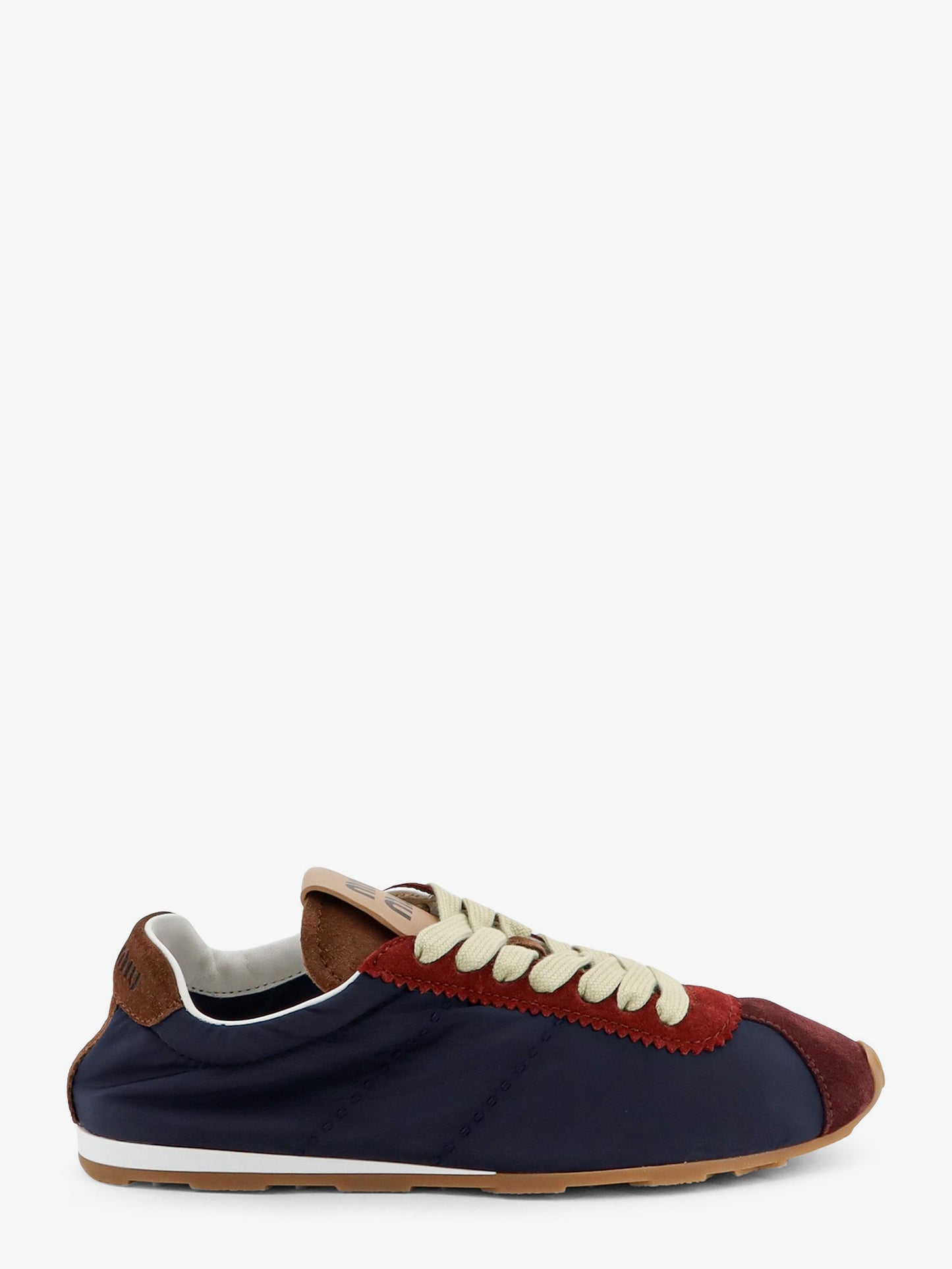 Nylon sneakers with suede inserts
