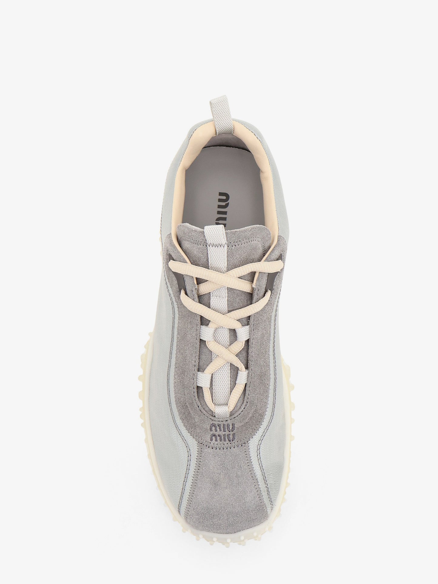 Nylon and suede sneakers with embroidered logo