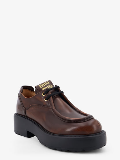 Leather lace-up with front lettering logo thumbnail