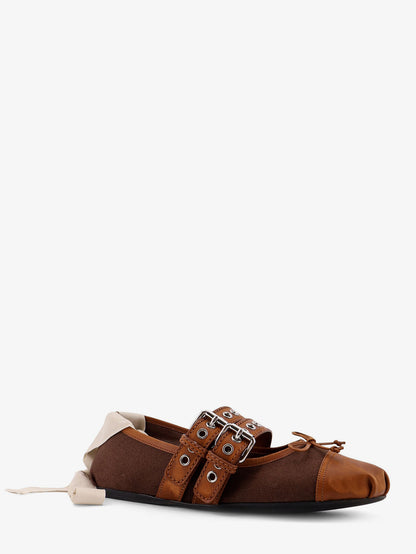Canvas and leather blend ballerinas thumbnail