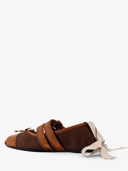 Canvas and leather blend ballerinas thumbnail