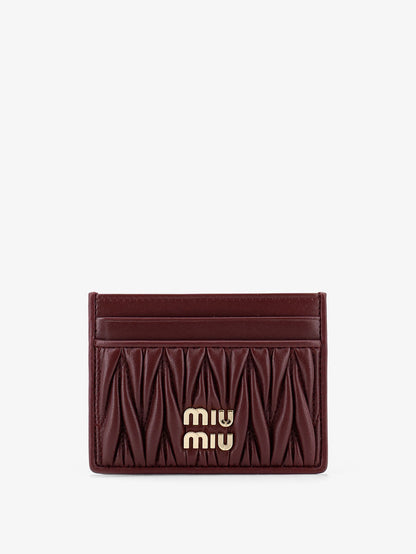 Matelassé leather card holder with metal lettering logo thumbnail