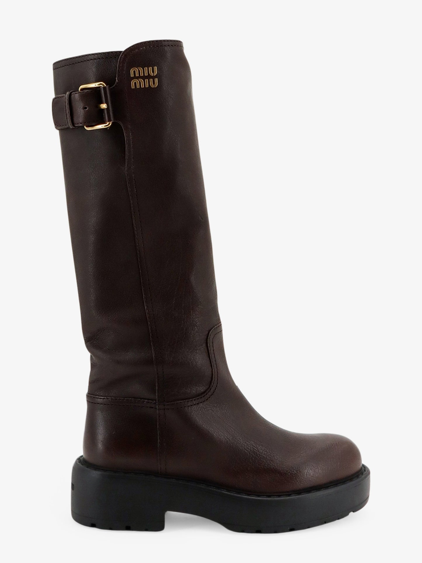 Stivali in pelle con logo lettering in rilievo