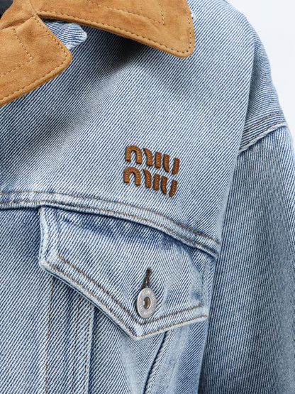 Giubbino Denim con dettaglio in suede thumbnail