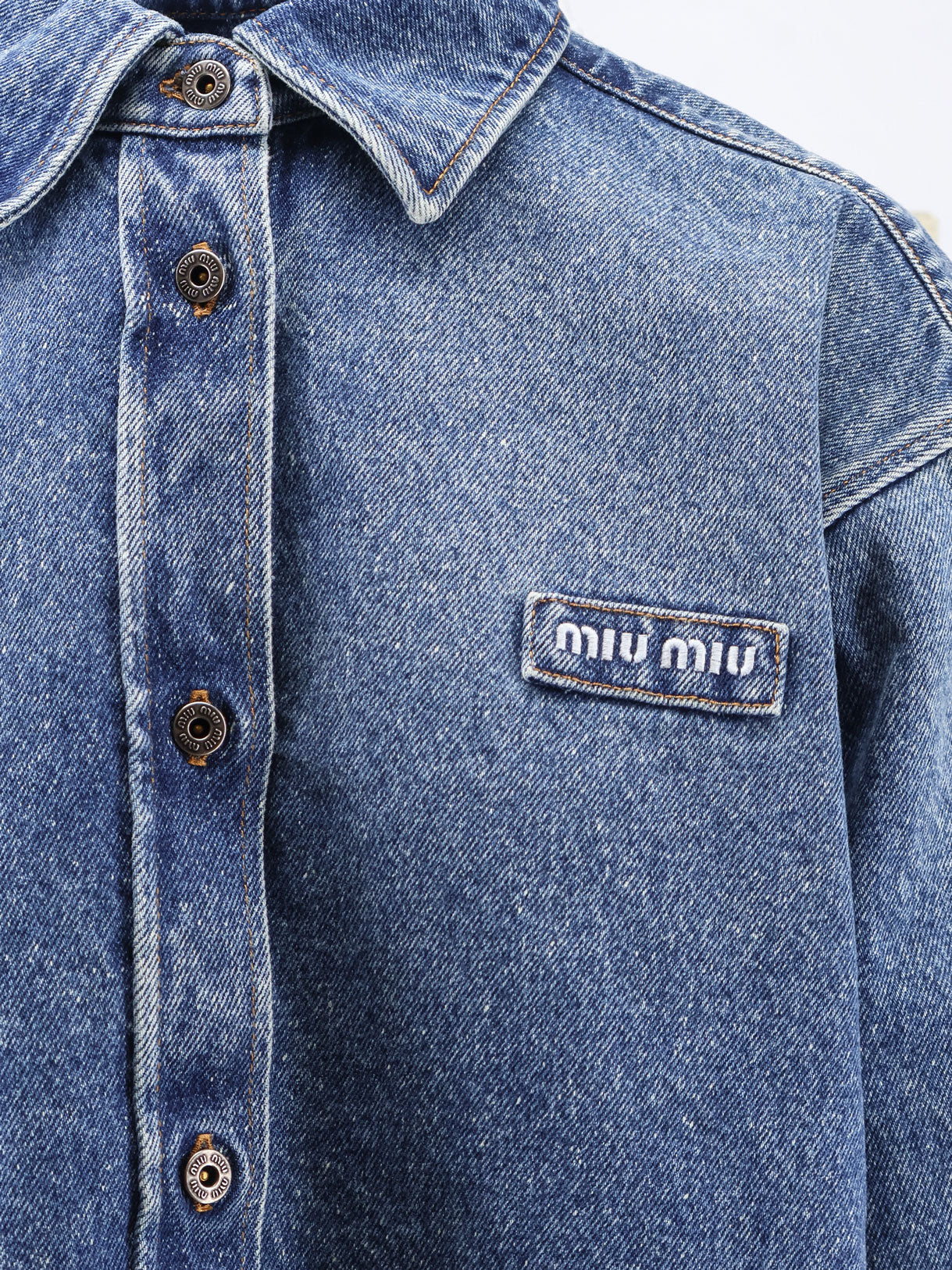 Camicia Denim con Patch Logo