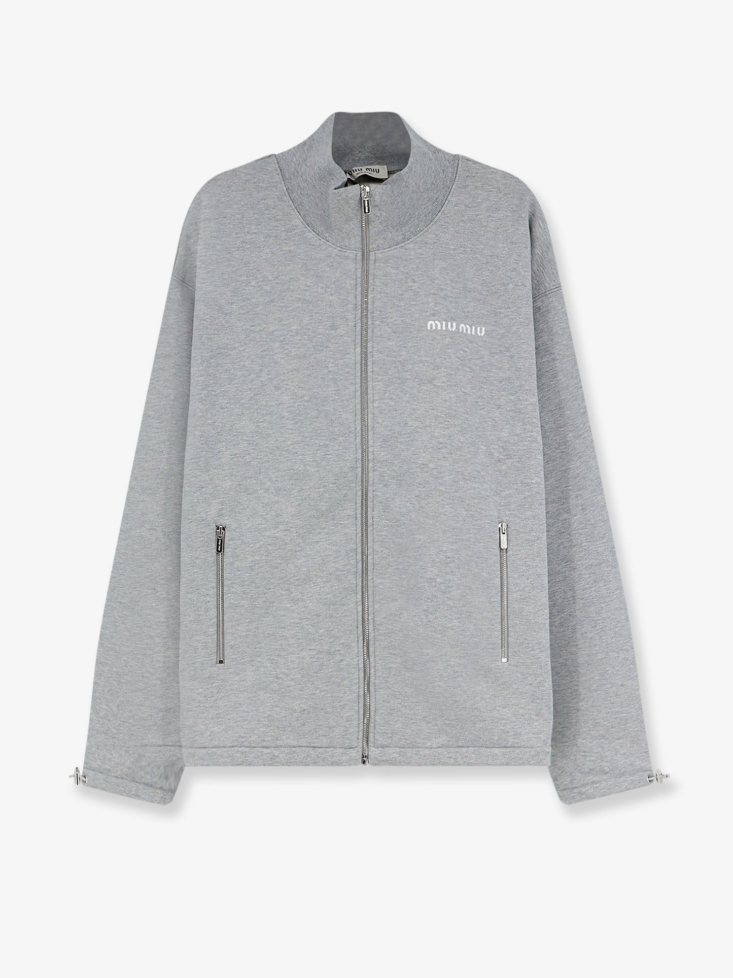 Oversize cotton sweatshirt with zip closure
