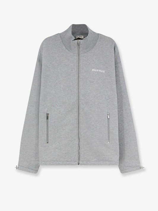 Oversize cotton sweatshirt with zip closure