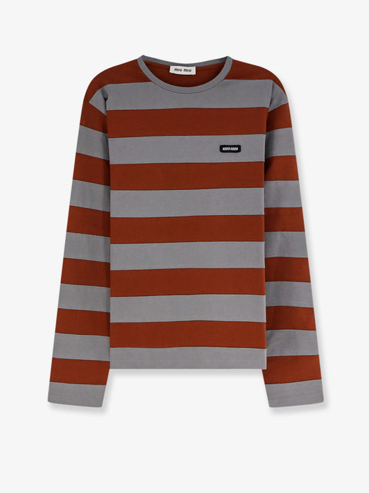 Cotton T-shirt with striped pattern