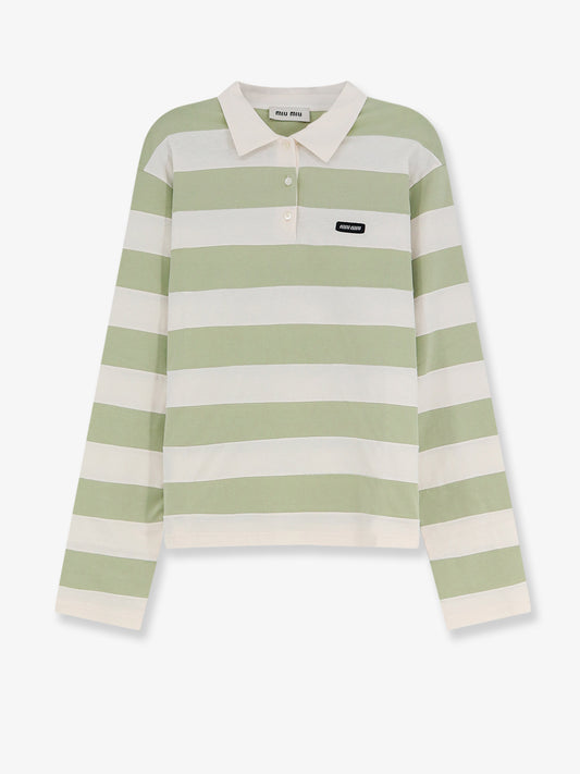 Cotton polo shirt with striped pattern