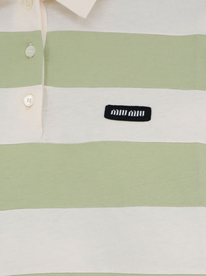 Cotton polo shirt with striped pattern thumbnail