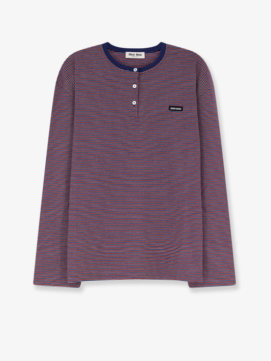 Cotton T-shirt with striped pattern