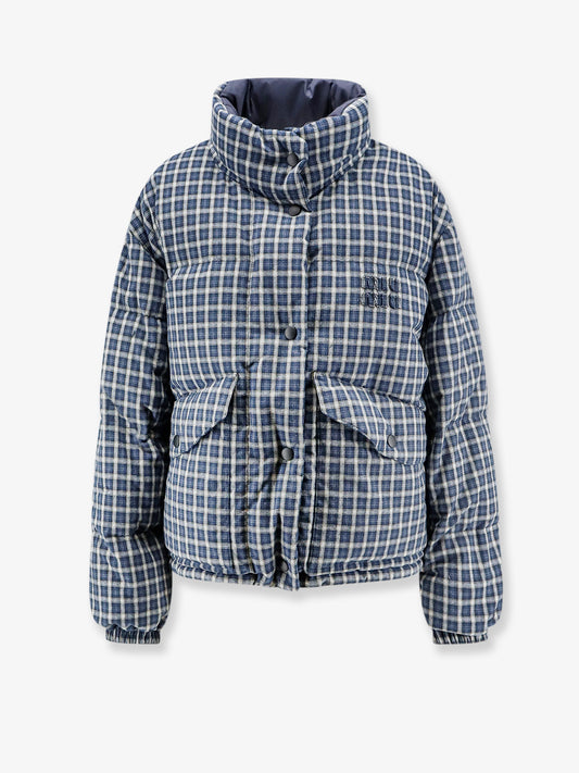 Reversible madras flannel down jacket