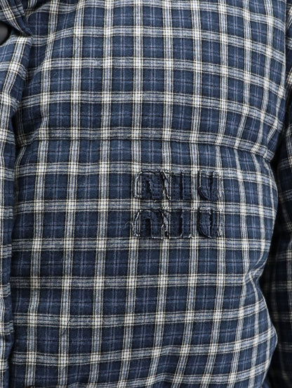 Reversible madras flannel down jacket thumbnail