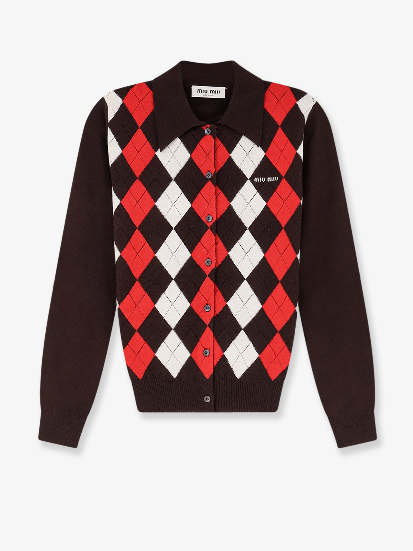 Diamond-patterned cashmere cardigan