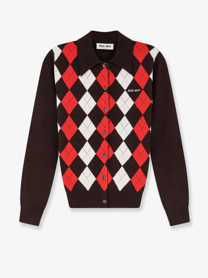 Diamond-patterned cashmere cardigan thumbnail