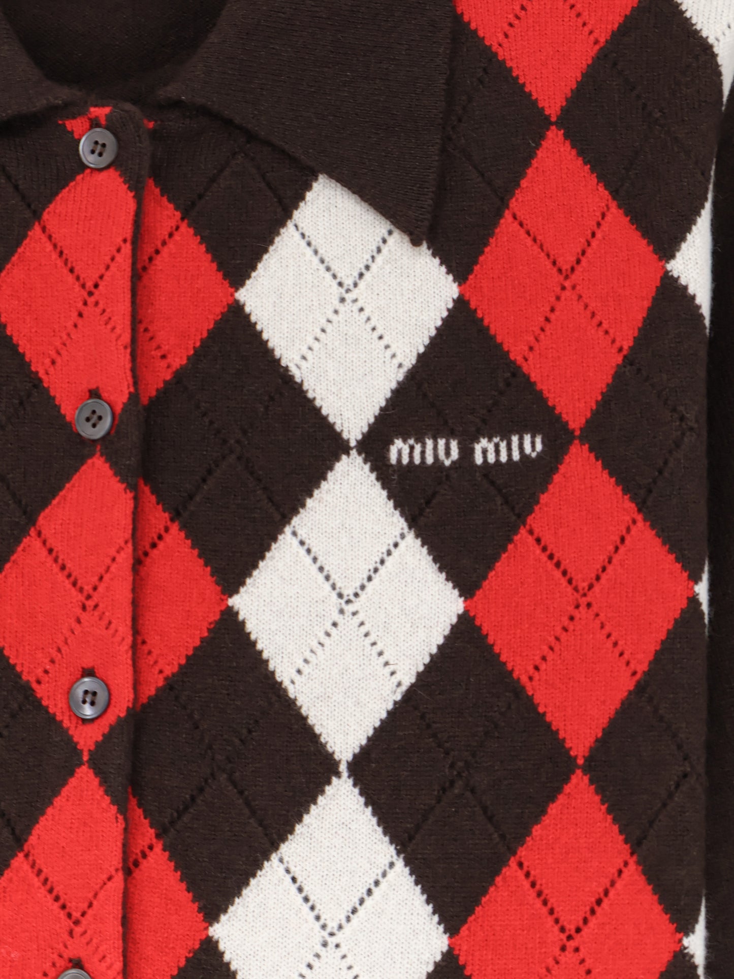 Diamond-patterned cashmere cardigan