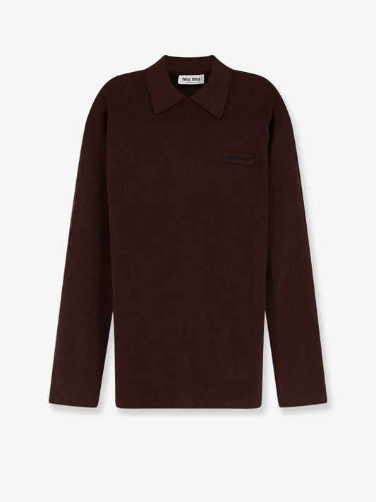 Wool polo shirt with embroidered logo on the front