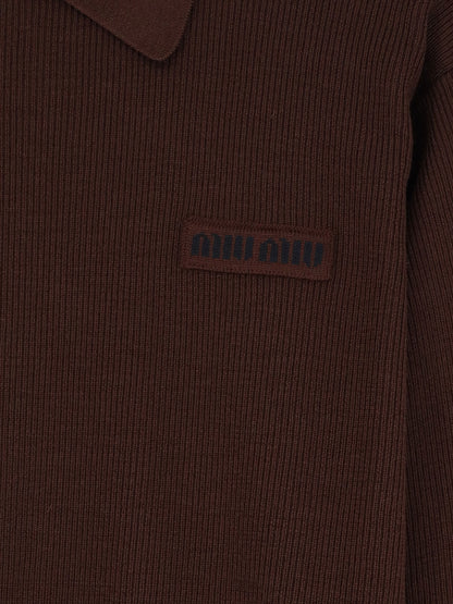 Wool polo shirt with embroidered logo on the front thumbnail