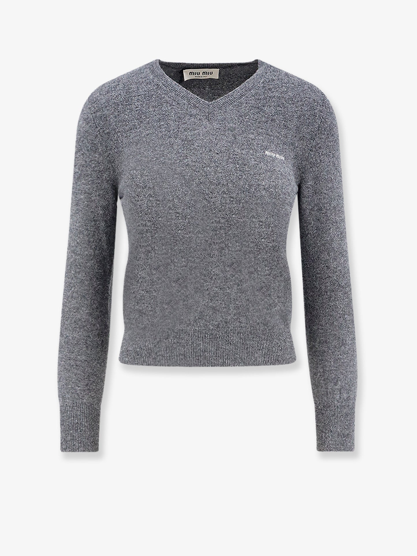 Wool sweater with logo inlay