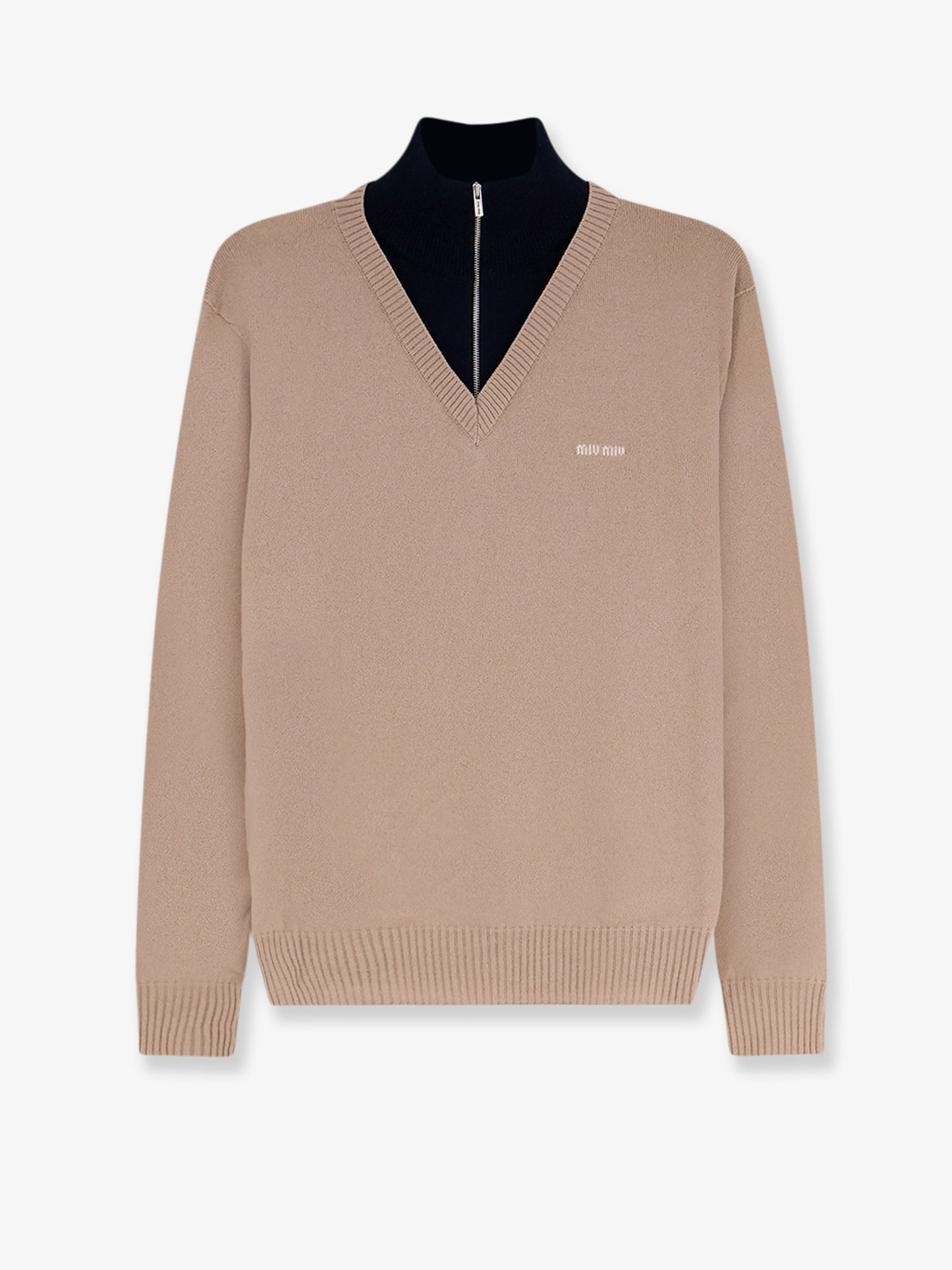 Cashmere sweater with logo inlay
