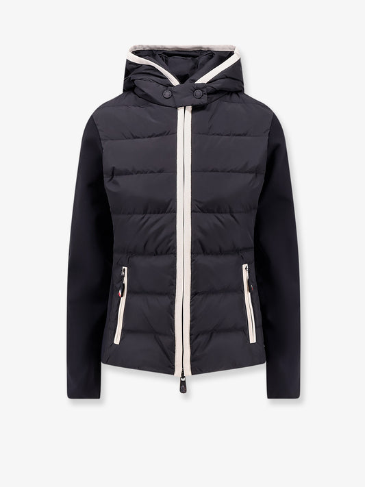 Padded hooded zip-up cardigan
