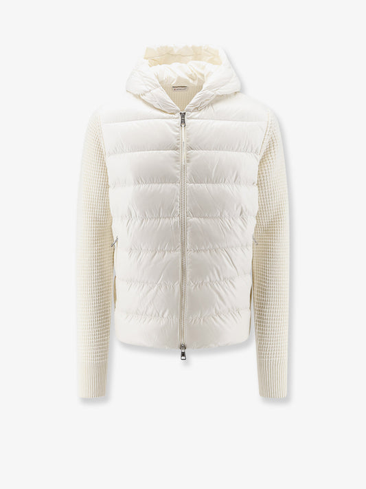 Giubbino in nylon con maniche in misto lana e cashmere