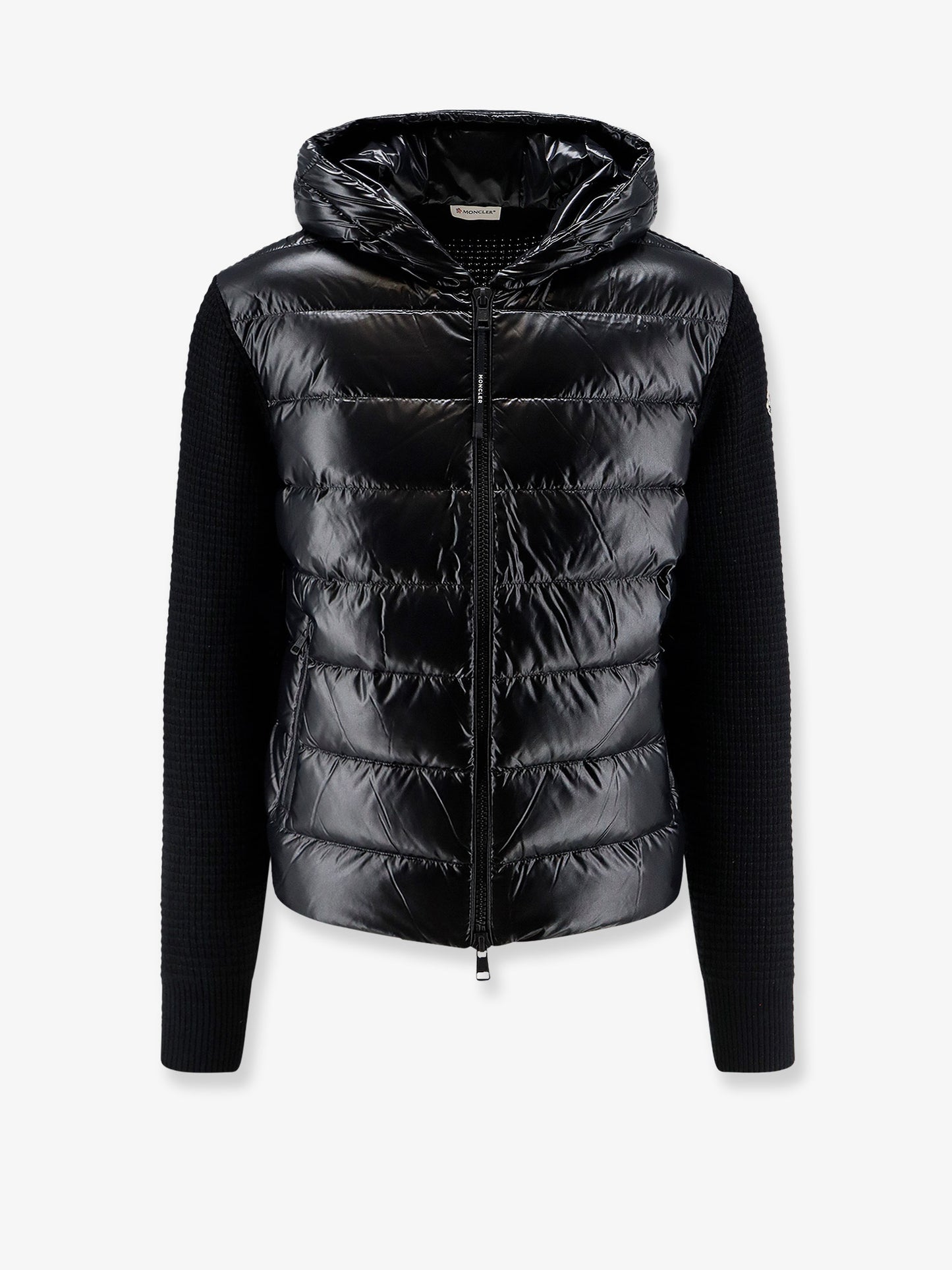 Nylon jacket with wool and cashmere blend sleeves