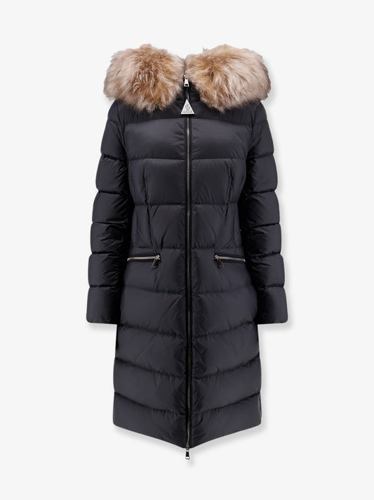 Boedic long down jacket with fur detail