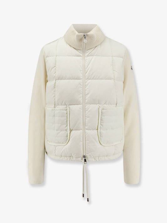Nylon down jacket with virgin wool inserts