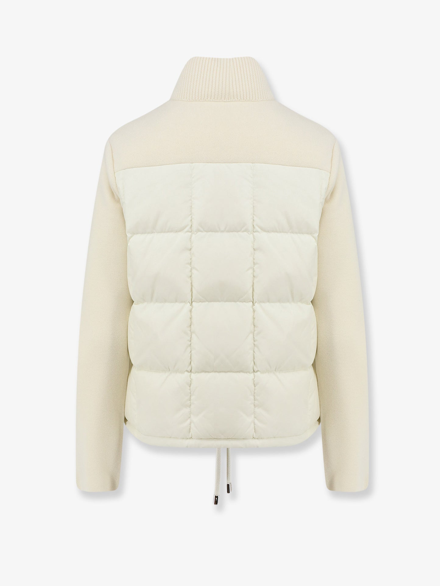 Nylon down jacket with virgin wool inserts