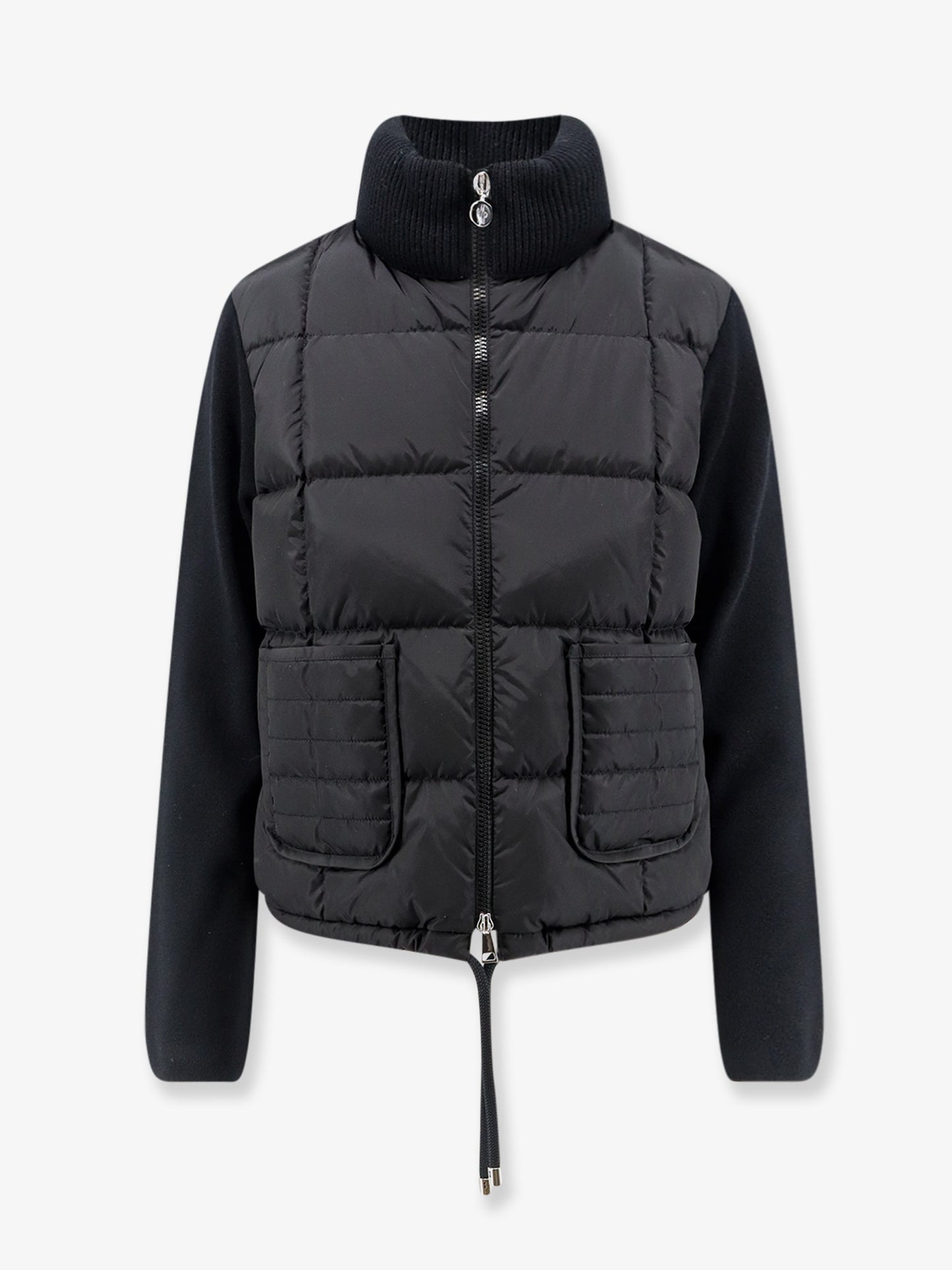 Nylon down jacket with virgin wool inserts