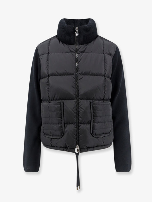 Nylon down jacket with virgin wool inserts