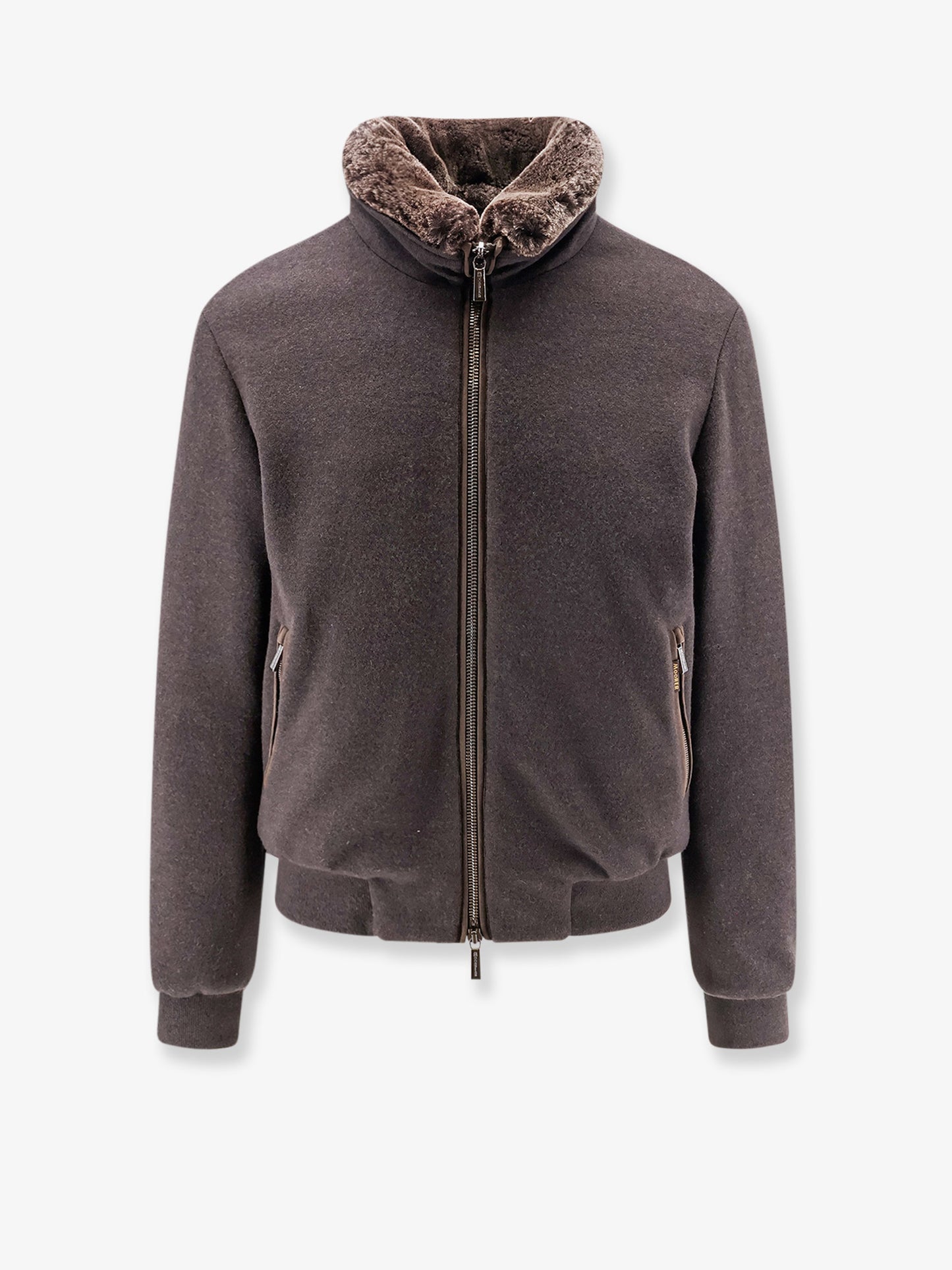 Bellati-Mrw wool and cashmere jacket with fur detail