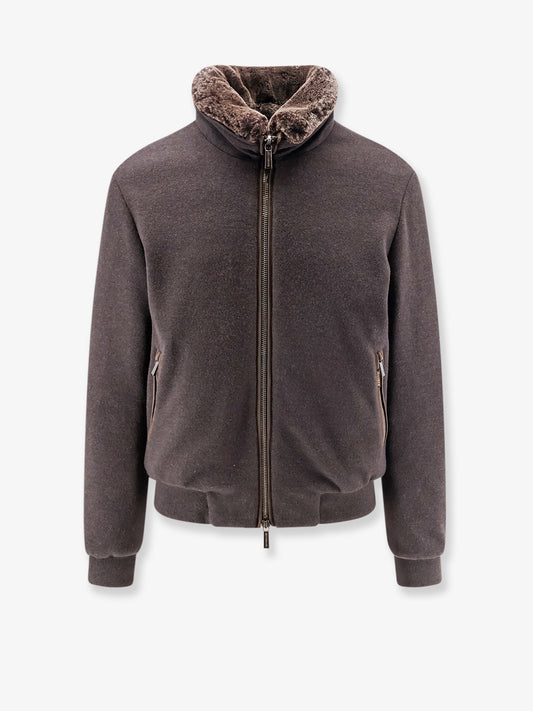 Bellati-Mrw wool and cashmere jacket with fur detail